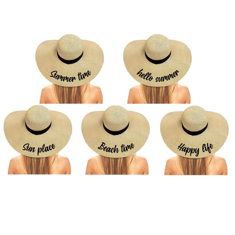 Wholesale Summer Beach Sun Hats Girls Ladies Women Wide Brim Foldable Straw Hats with Custom Logo