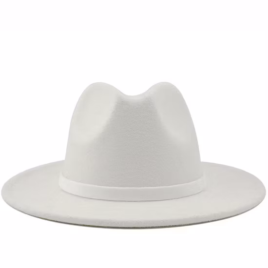 Nuevo Sombrero de Panamá Fedora de fieltro de lana de ala ancha para hombres y mujeres con hebilla de cinturón Jazz Trilby Cap Party Formal Top Hat en rosa, negro X XL