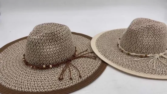 Sombreros de moda Mujer Dama Multi Mixed Braid Floppy Paper Summer Hat Venta al por mayor Sombrero de paja para viajes