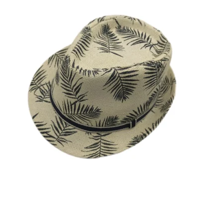 Sombrero de paja impreso árbol de papel fresco de verano personalizado de alta calidad